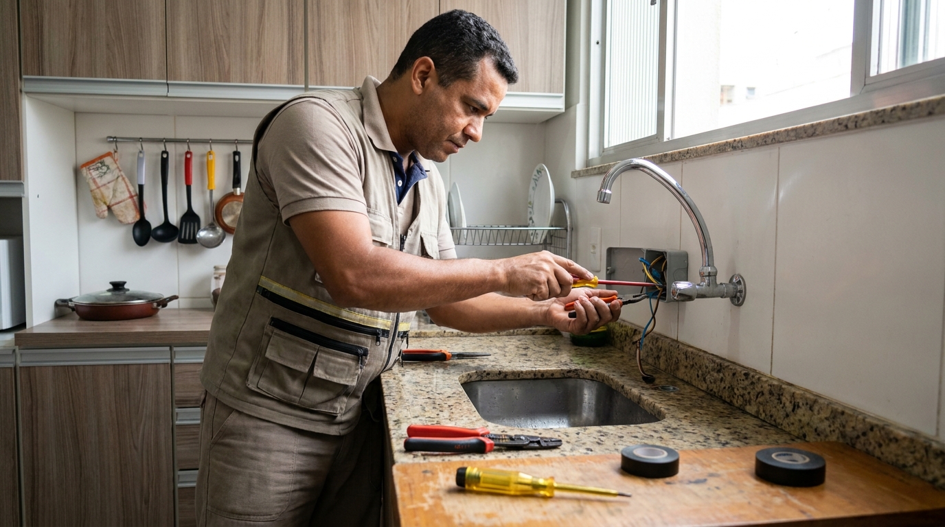 Instalação em Cozinha ou Área Gourmet no Castelo, Santos‑SP