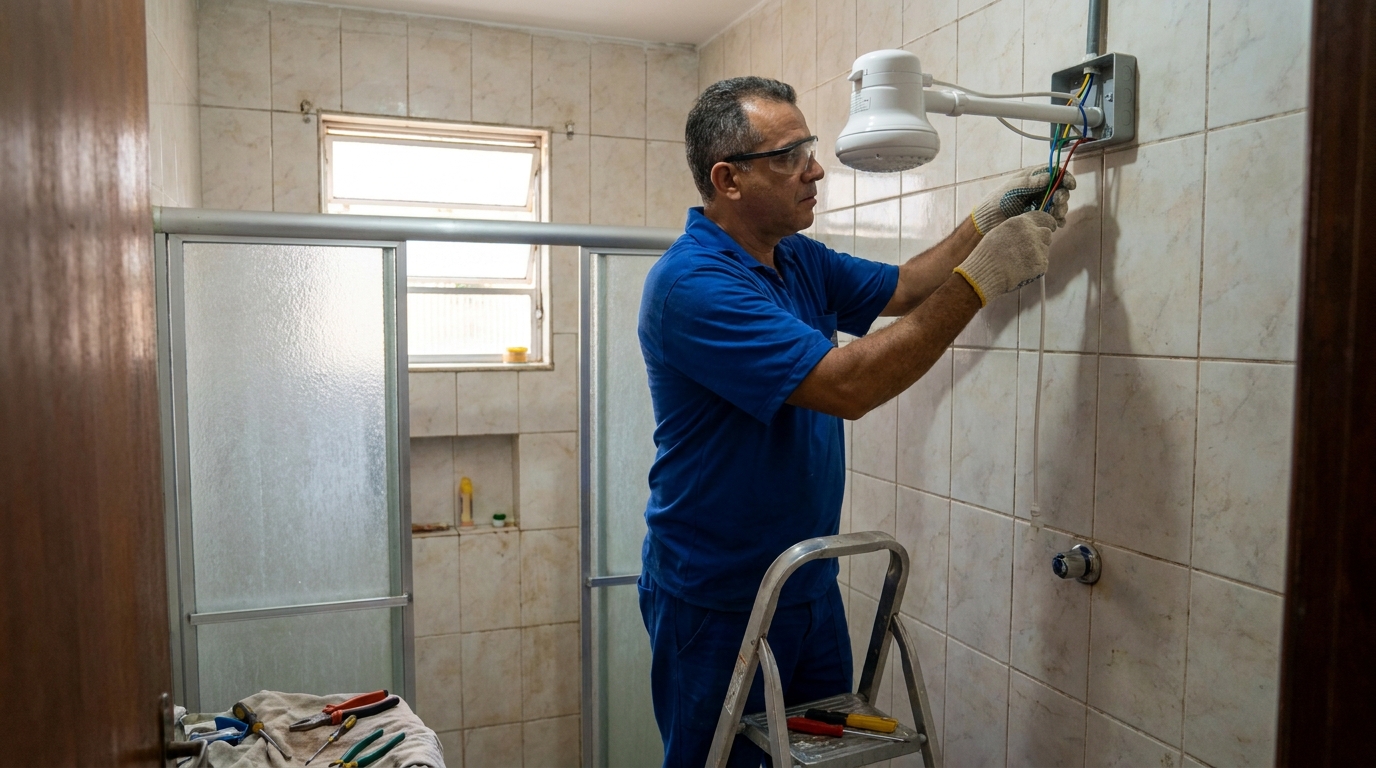 Substituição de Chuveiro Antigo no Castelo, Santos‑SP