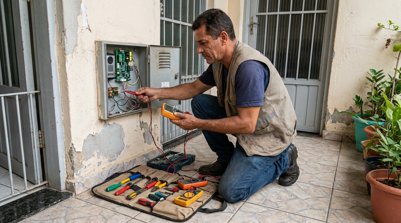 Troca de Fiação de Interfone no Guarapará, Santos‑SP